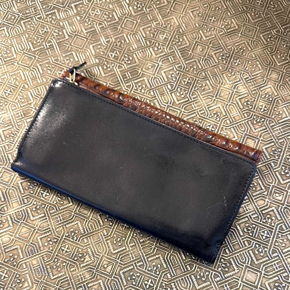 Brahmin Crocodile Embossed Brown and Black Wallet - Picture 2 of 9